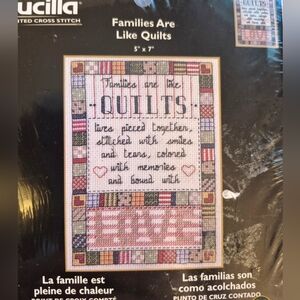 Bucilla Plaid "Families Are Like Quilts" Counted cross stitch kit-unopened
